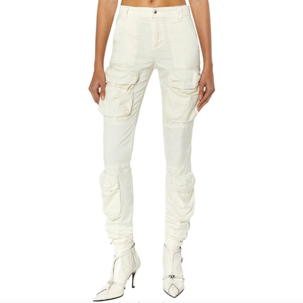 Diesel high waisted ivory cargo pants